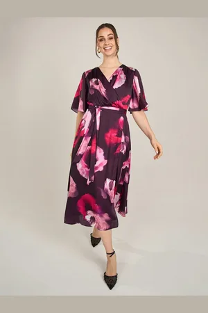 Apart Midikleid aus mattschimmerndem Satin mit allover Blumendruck - Verkäufer: