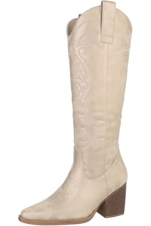 Ital-Design Damen Cowboyboots Western Westernstiefel (88812550) Blockabsatz Stiefel in Gold - Verkäufer: