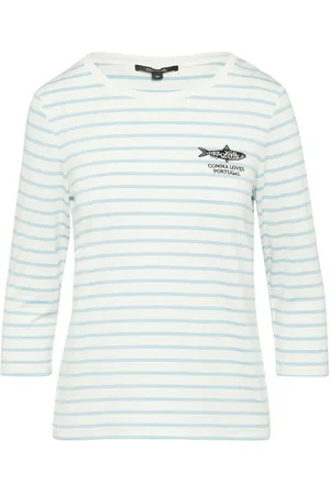 Comma, 3/4-Arm-Shirt Langarmshirt mit Stick-Artwork - Slim Fit - Verkäufer: Robert Ley Damen & Herrenmoden GmbH & Co KG