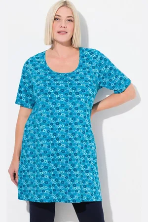 Ulla Popken Longshirt Longshirt Blüten A-Linie Rundhals Halbarm - Verkäufer: Popken Fashion Group