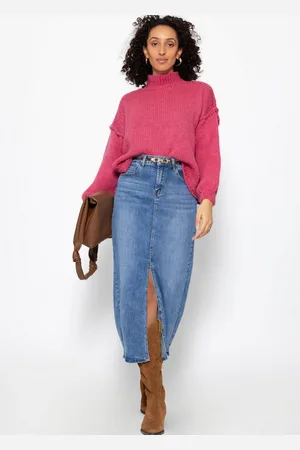 SASSYCLASSY Strickpullover Rollkragenpullover Damen mit Ziernähten Elegant Lockerer Strickpullover mit hohem Rippkragen und Außennähten Details - Verkäufer: