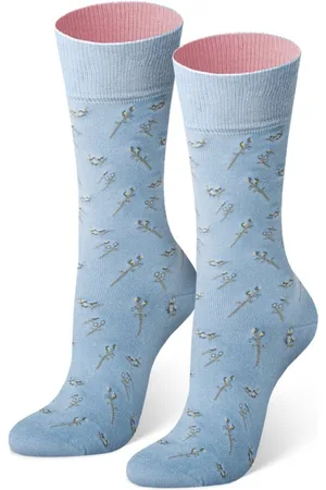 Von Jungfeld Socken Blaue Motivsocke mit Blumen-Motiven - Verkäufer:
