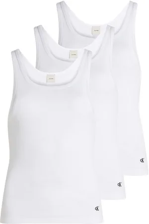 Calvin Klein Tanktop SCOOP NECK COTTON TANK 3PK (Packung, 3-tlg., 3er-Pack) mit Logostickerei