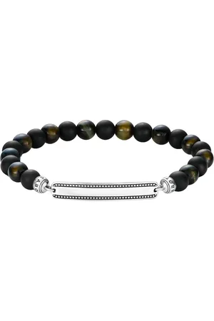 Thomas Sabo Armband Gravierbares Bead Armband Obsidian und Tigerauge, A2180-806-11-L21, mit Obsidian, Tigerauge