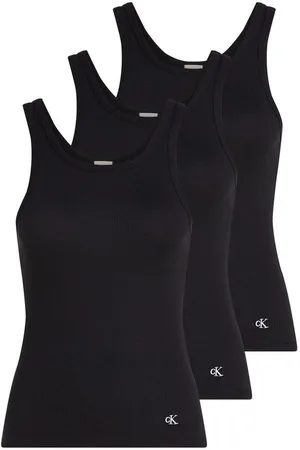 Calvin Klein Tanktop SCOOP NECK COTTON TANK 3PK (Packung, 3-tlg., 3er-Pack) mit Logostickerei