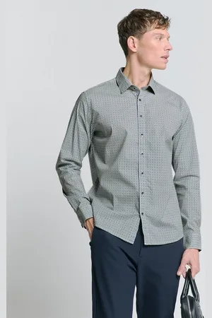 No Excess Langarmhemd Stretchhemd mit Print Shirt Stretch Allover Printed