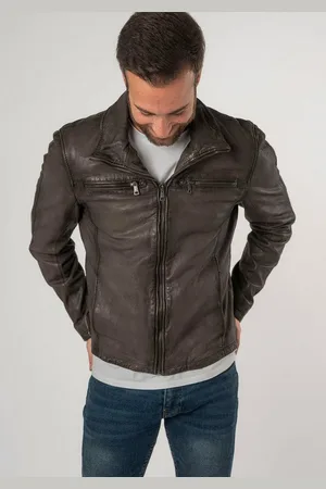 Mauritius Lederjacke MMSantiago Antique mit Reißverschluss, Reißverschlusstaschen