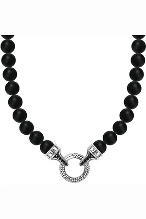 Thomas Sabo Kette ohne Anhänger Bead Necklace Obsidian, Beadskette, KE2323-705-11-L60, mit Zirkonia (synth), Obsidian