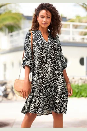 vivance collection Longtunika mit Volant am Saum, lockeres Blusenkleid im Boho-Style, Strandkleid