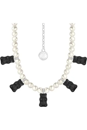 Thomas Sabo Kette mit Anhänger x HARIBO Schmuck: Perlenkette mit Goldbären, mit Kristallglas, Zirkonia (synth) - mit Süßwasserzuchtperle