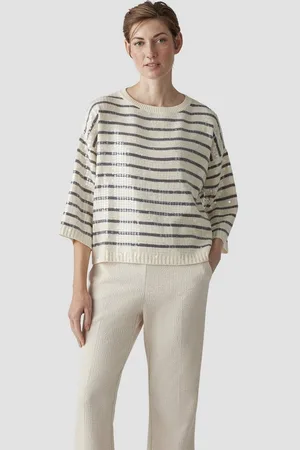Le Comte Strickpullover Pullover mit Streifen und Pailletten