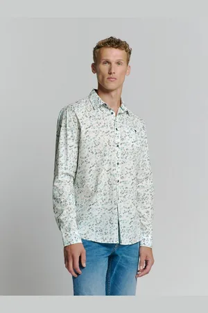 No Excess Langarmhemd Stretchhemd mit Print Shirt Stretch Allover Printed