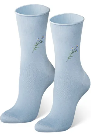 Von Jungfeld Socken Gemusterte Socken mit Blumen / Hellblau in mehrfarbig - Verkäufer: