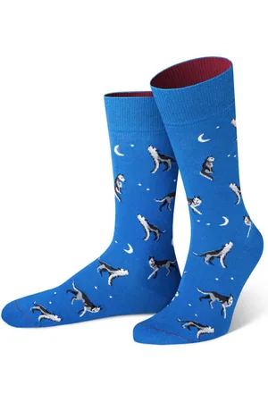 Von Jungfeld Socken Gemusterte Socken mit Wolf Icon in Blau - Verkäufer: