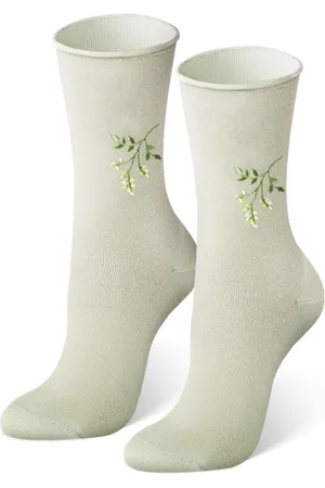 Von Jungfeld Socken Sticksocke mit Blumen-Motiv in Grün - Verkäufer: