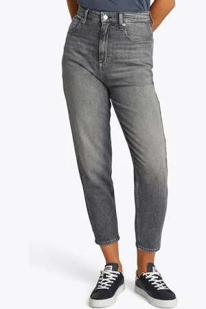 Tommy Hilfiger Mom-Jeans High waist - Mom-Jeans Tapered mit Logo-Stickereien, in knöchelfreier Länge