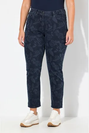 Ulla Popken Regular-fit-Jeans Boyfriend-Jeans Rosenmuster Komfortbund - Verkäufer: Popken Fashion Group