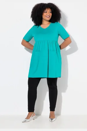 Ulla Popken Longshirt Longshirt Empirenaht A-Linie V-Ausschnitt Halbarm - Verkäufer: Popken Fashion Group