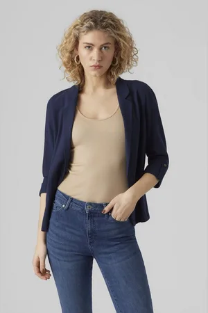 VERO MODA Kurzblazer VMJESMILO 3/4 LOOSE BLAZER WVN GA NOOS mit Leinen