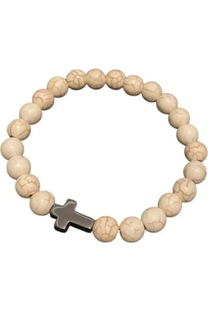 Aaron Bane Perlenarmband Howlith Perlenarmband mit Kreuz Anthrazit Synthetisch Stilvoll Zeitlos (1-tlg) - Verkäufer: Mysale24