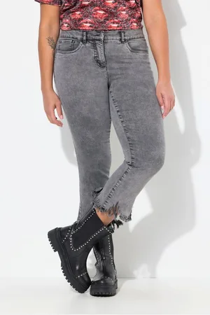 Angel of Style Regular-fit-Jeans 3/4-Jeans ausgestellter Fransensaum 5-Pocket - Verkäufer: Popken Fashion Group