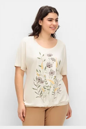Sheego Rundhalsshirt Große Größen mit Blumen-Frontprint