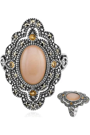 Cavill Silberring Pfirsich Mondstein & Citrin Silber Ring, Sri Lanka, 3,09 ct (1-tlg) - Verkäufer: Juwelo Deutschland GmbH