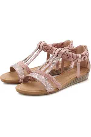 Lascana Sommerschuh Sandale mit Glitzersteinen, kleiner Keilabsatz, Sandalette, Sommerschuh VEGAN