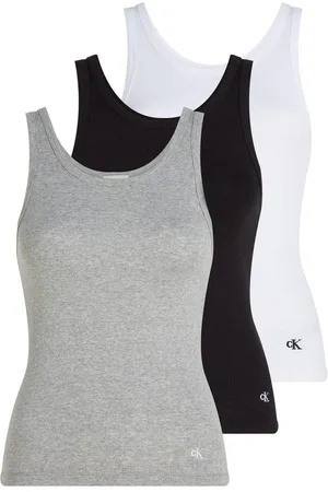 Calvin Klein Tanktop SCOOP NECK COTTON TANK 3PK (Packung, 3-tlg., 3er-Pack) mit Logostickerei