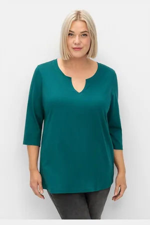 Sheego 3/4-Arm-Shirt Große Größen aus trageangenehmem Baumwoll-Modal-Mix