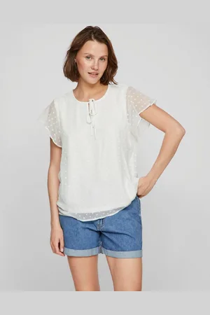 VILA Kurzarmshirt VIEDEE C/S V-NECK TOP - NOOS
