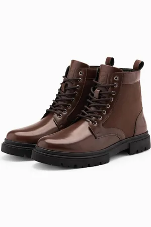 Ombre Clothing Herren-Trapperstiefel mit hohem Schaft aus kombinierten Materialien Schnürboots - Verkäufer: