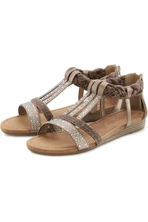 Lascana Sommerschuh Sandale mit Glitzersteinen, kleiner Keilabsatz, Sandalette, Sommerschuh VEGAN