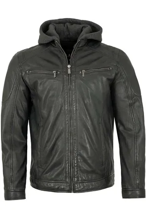 Jilani Lederjacke Juan - Herren Lederjacke Kapuze Lammnappa anthra - Verkäufer: Lederjacken24