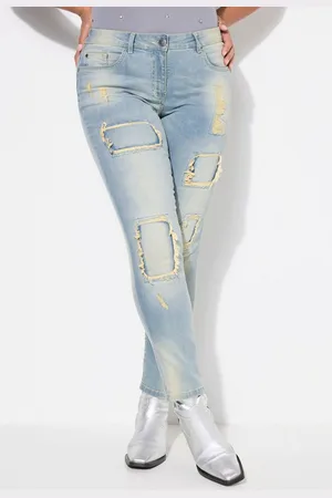 Angel of Style Röhrenjeans Jeans Emma Slim Fit destroyed beiger Denim - Verkäufer: Popken Fashion Group