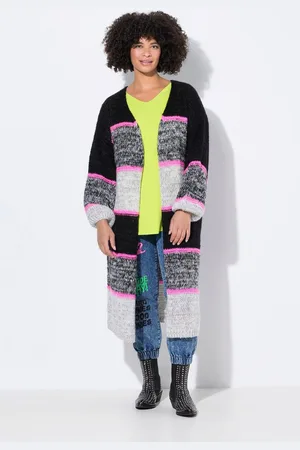 Angel of Style Strickjacke Strickjacke lang Neonstreifen offene Form - Verkäufer: Popken Fashion Group