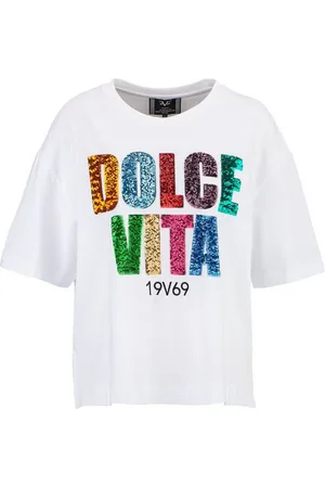 19V69 Italia T-Shirt PETONIA SEQUINS mit bestickten Schriftzug - Verkäufer: Marco GmbH