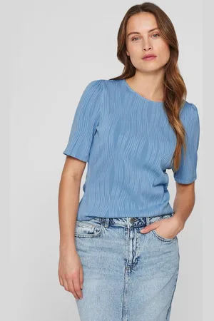 VILA T-Shirt Shirt mit Strukturmuster und halblangen Ärmeln VINIRA O-NECK PUFF 2/4 TOP/R - Verkäufer: ARIZONAS