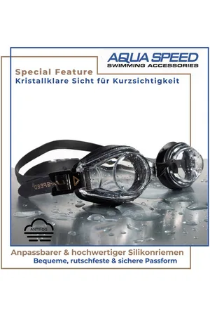 Aquaspeed Schwimmbrille Lumina mit Optischen Gläsern mit Sehstärke Dioptrien: -1,5 bis -8,0, (Perfekte Passform für jede Kopfform, Unisex, Erwachsene, Jugendliche, Kinder), effektive Korrektur von Kurzsichtigkeit für klare Sicht unter Wasser - Verkäu