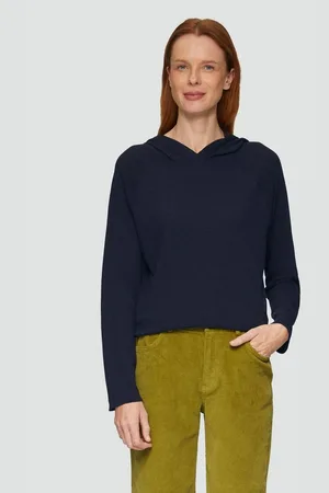 QS by s.Oliver Longsleeve weiches Jerseyshirt mit Flammgarnstruktur Kapuze, Raglanärmel, Relaxed Fit - Verkäufer: LuriX