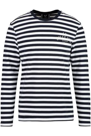19V69 Italia Langarmshirt ORNELLO mit maritimem Streifenmuster und rundem Ausschnitt, klassischer Look - Verkäufer: Marco GmbH