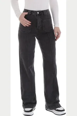 Ital-Design Stretch-Jeans Damen Freizeit (88836889) Used-Look Stretch High Waist Jeans in Schwarz - Verkäufer: