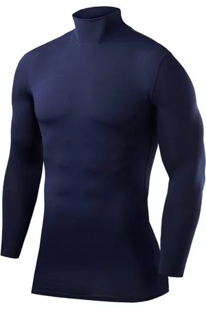 TCA Funktionsshirt PowerLayer Herren Kompressionsoberteil Langarm Mock Neck - Dunkelblau (1-tlg) - Verkäufer: SellerX14
