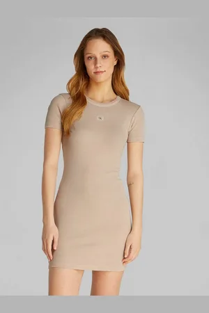 Calvin Klein Shirtkleid WASHED WOVEN LABEL RIB DRESS in gewaschener Optik
