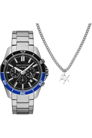 Armani Exchange Chronograph AX7166SET, (Set, 2-tlg., mit Halskette), Quarzuhr, Armbanduhr, Herrenuhr, Edelstahlarmband, Geschenkidee, Tag