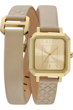 Armani Exchange Quarzuhr AX5728, Armbanduhr, Damenuhr, analog, Lederarmband zum Wickeln