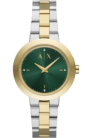 Armani Exchange Quarzuhr AX5176, Armbanduhr, Damenuhr, Edelstahlarmband, analog, Glassteine