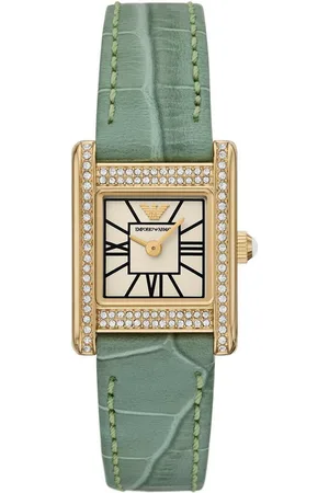 Emporio Armani Quarzuhr AR11661, Armbanduhr, Damenuhr, Lederarmband, analog, Glassteine