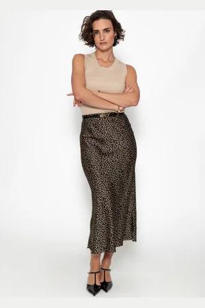 SASSYCLASSY Minirock Midi Satinrock Damen Elegant mit Punktmuster A-Linie Rock lang aus Satin mit Gummibund in Punktedesign Weiß - Verkäufer: