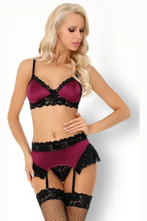 LivCo Corsetti Set: Bügel-BH Strapse-Set Randy -schwarz Spitze Satin BH (Set) - Verkäufer: Andalous Dessous